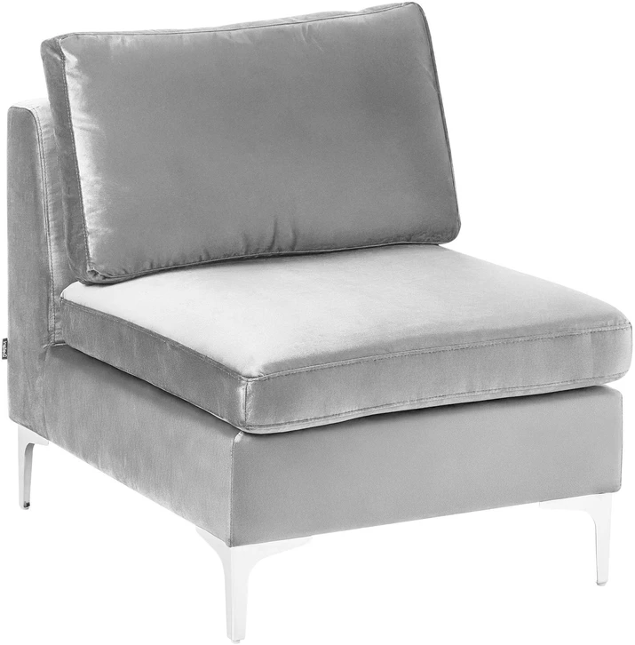 Beliani 4 vietų modulinė sofa EVJA, kairinė, pilkas veliūras su otomane