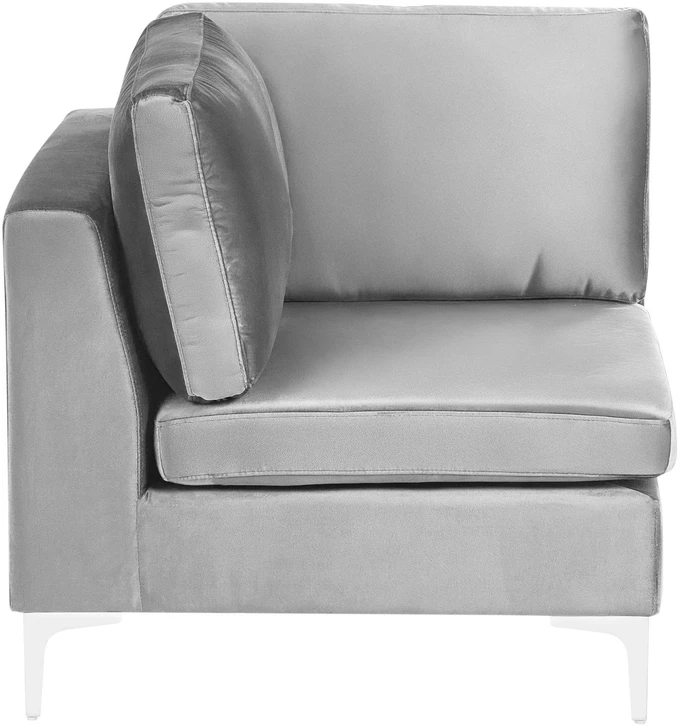 Beliani 4 vietų modulinė sofa EVJA, kairinė, pilkas veliūras su otomane