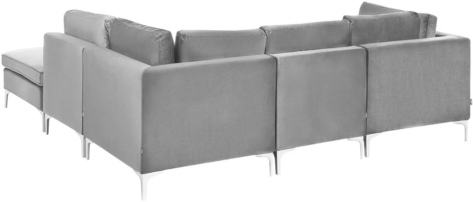 Beliani 4 vietų modulinė sofa EVJA, kairinė, pilkas veliūras su otomane