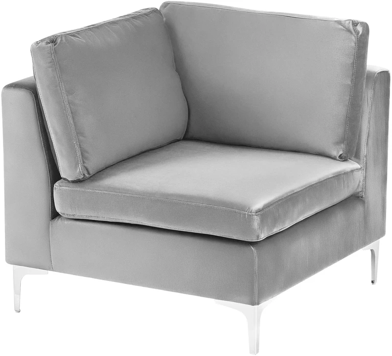 Beliani 4 vietų modulinė sofa EVJA, kairinė, pilkas veliūras su otomane