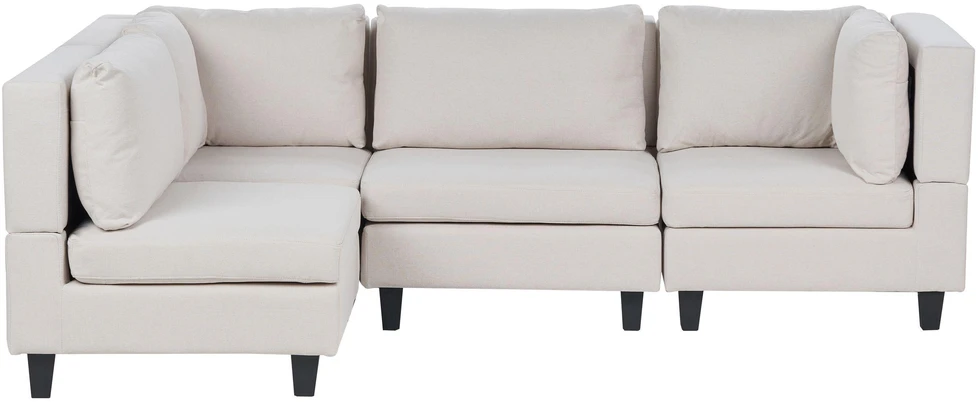 Beliani 4 vietų modulinė sofa UNSTAD Dešininė Šviesiai smėlio spalvos