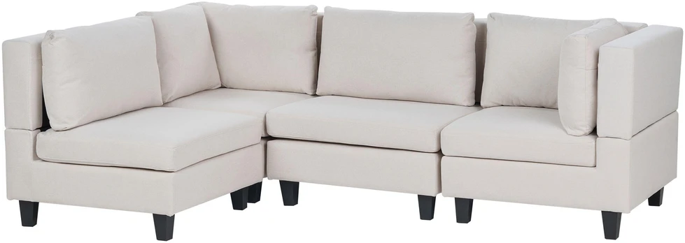 Beliani 4 vietų modulinė sofa UNSTAD Dešininė Šviesiai smėlio spalvos