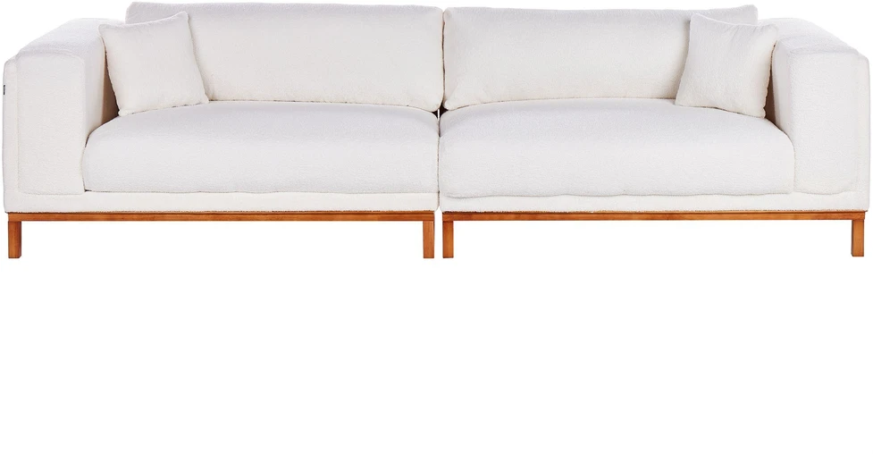 Beliani 4 vietų sofa VENG Boucle, kreminė balta