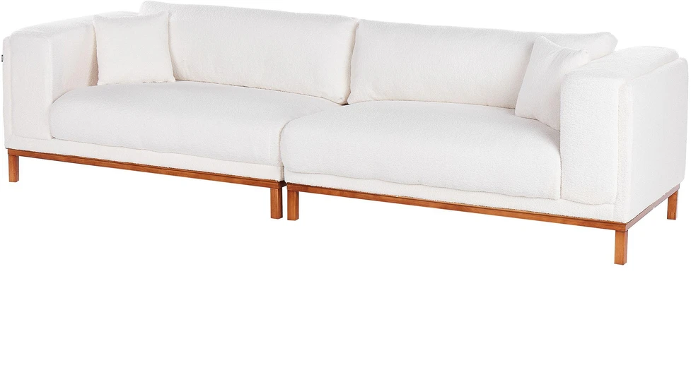 Beliani 4 vietų sofa VENG Boucle, kreminė balta