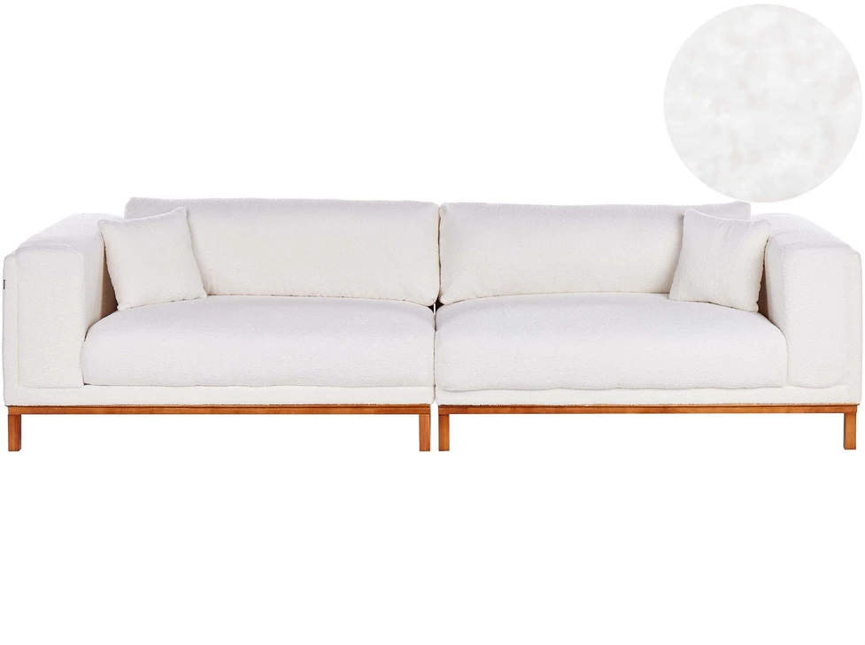 Beliani 4 vietų sofa VENG Boucle, kreminė balta