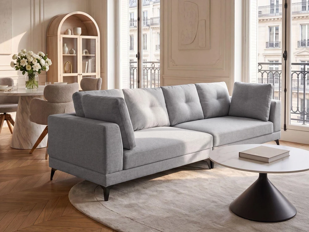 Beliani 4 vietų sofa YURI sintetinio lino pilka