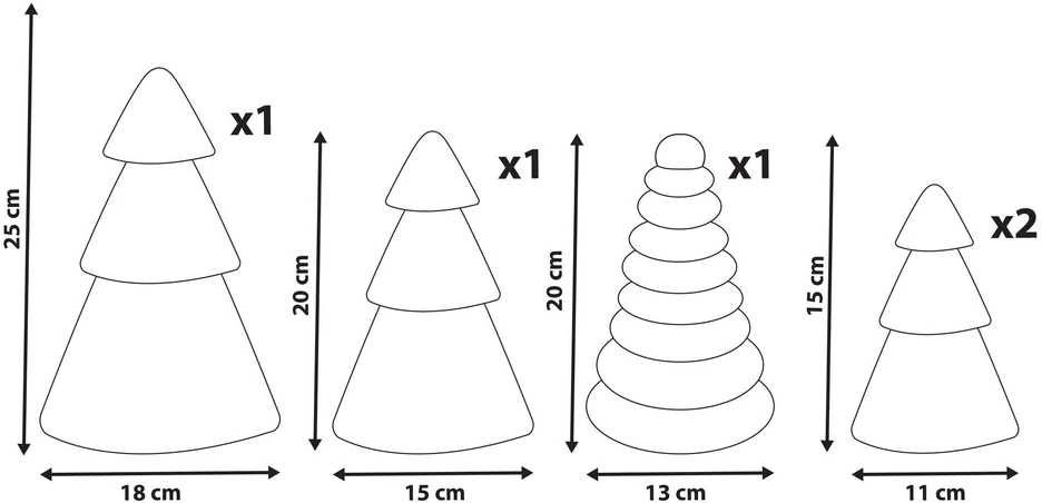 Beliani 5 kalėdinių dekoracijų rinkinys VORMA Kalėdų eglutė 25 cm Smėlio spalvos/žalia