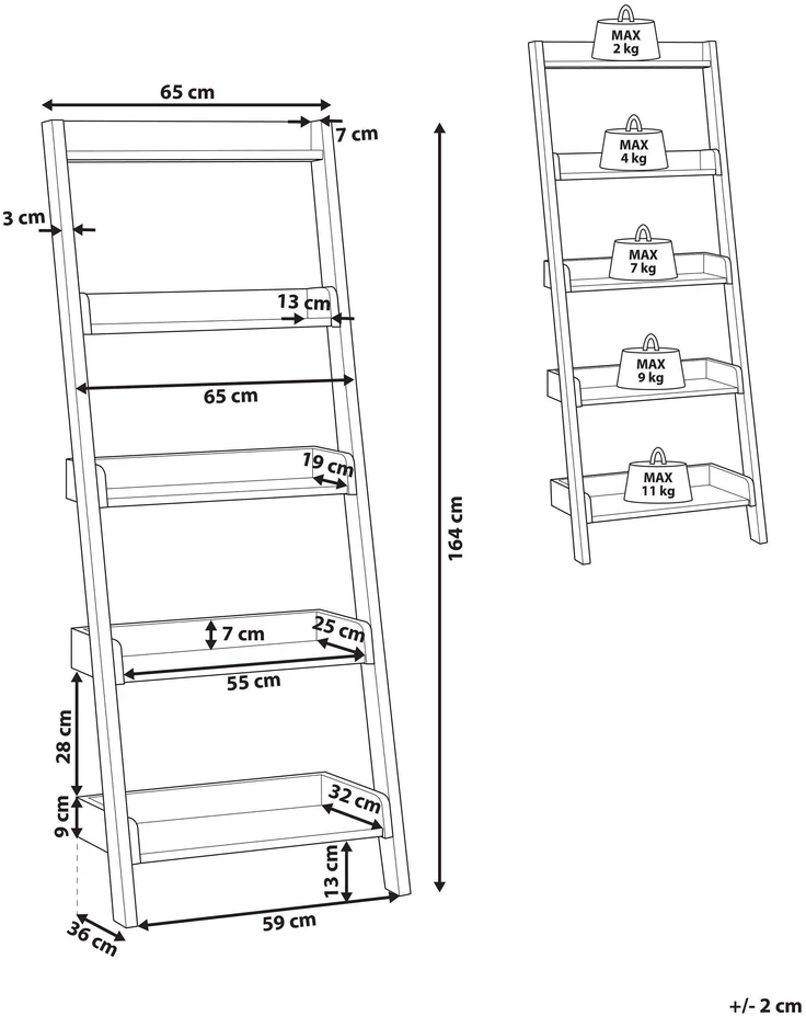 Beliani 5 lentynų stovas MOBILE TRIO 164 cm, rudas/baltas