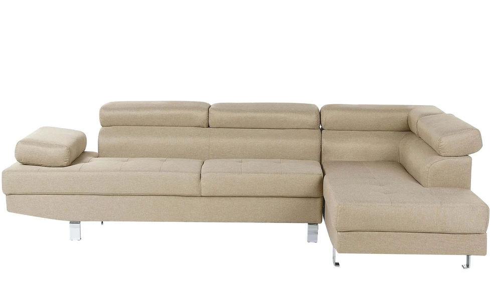 Beliani 5-vietė kampinė sofa NORREA, šviesiai smėlio spalvos, kairinė