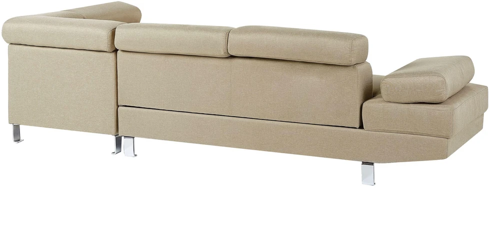 Beliani 5-vietė kampinė sofa NORREA, šviesiai smėlio spalvos, kairinė