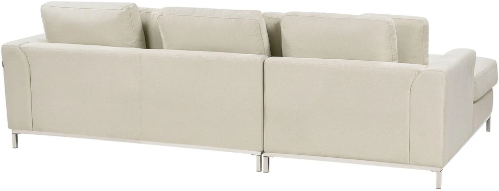 Beliani 5-vietė kampinė sofa OSLO, smėlio spalvos, su pufu, dešininė