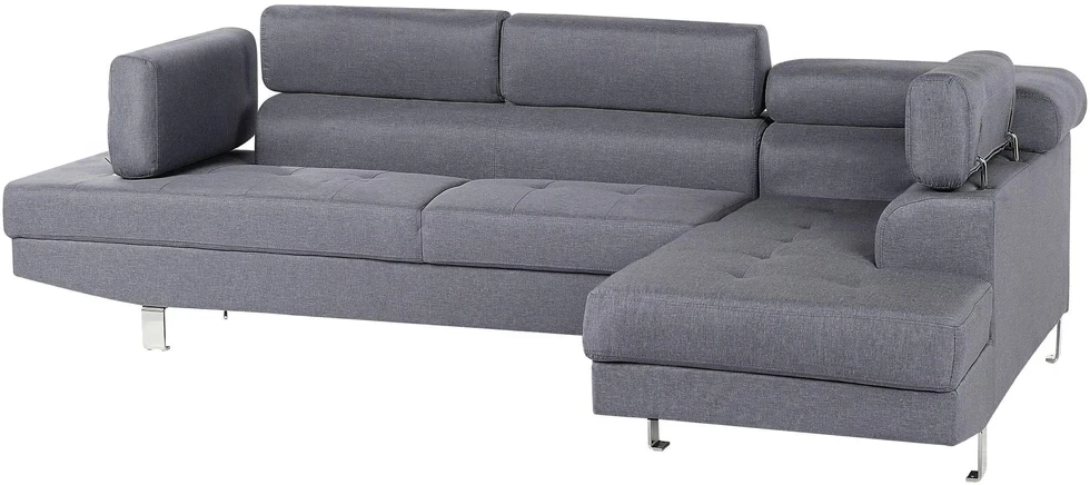 Beliani 5 vietų kampinė sofa NORREA pilka, kairinė
