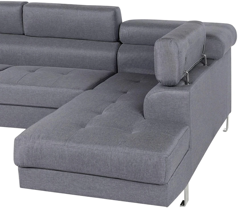 Beliani 5 vietų kampinė sofa NORREA pilka, kairinė