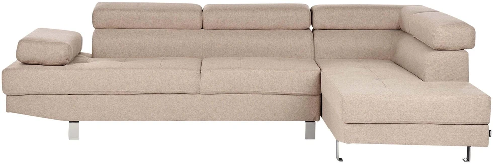 Beliani 5 vietų kampinė sofa NORREA smėlio spalvos kairinė