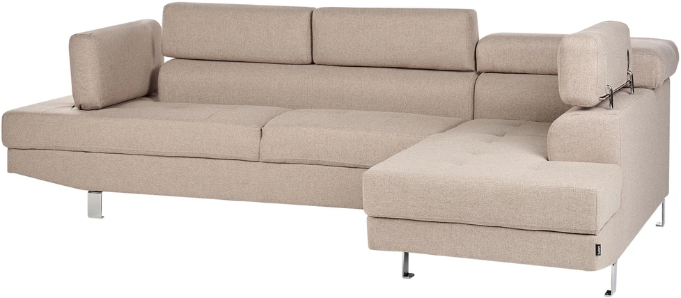 Beliani 5 vietų kampinė sofa NORREA smėlio spalvos kairinė