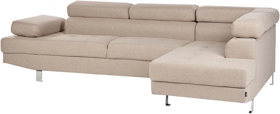Beliani 5 vietų kampinė sofa NORREA smėlio spalvos kairinė