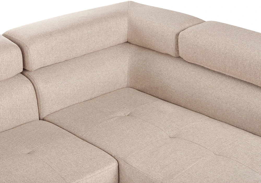 Beliani 5 vietų kampinė sofa NORREA smėlio spalvos kairinė