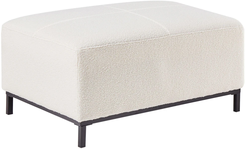 Beliani 5 vietų kampinė sofa OSLO, balta, bouclé audinys, su atrama kojoms, dešininė