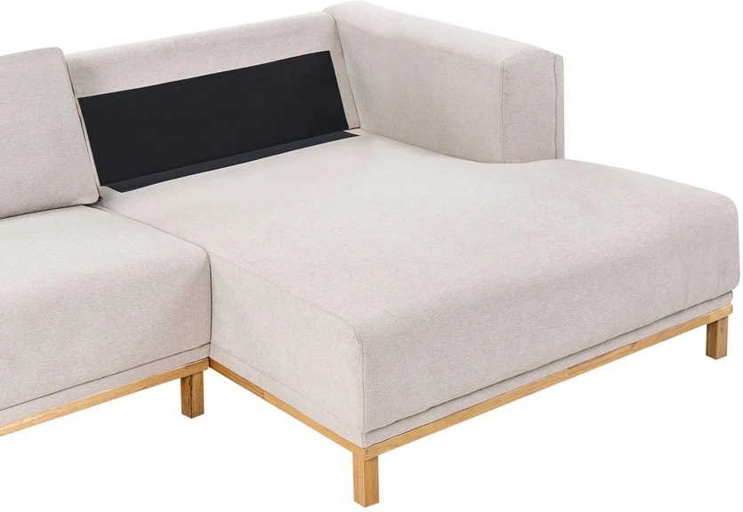 Beliani 5 vietų kampinė sofa VENG šviesiai smėlio spalvos, kairinė