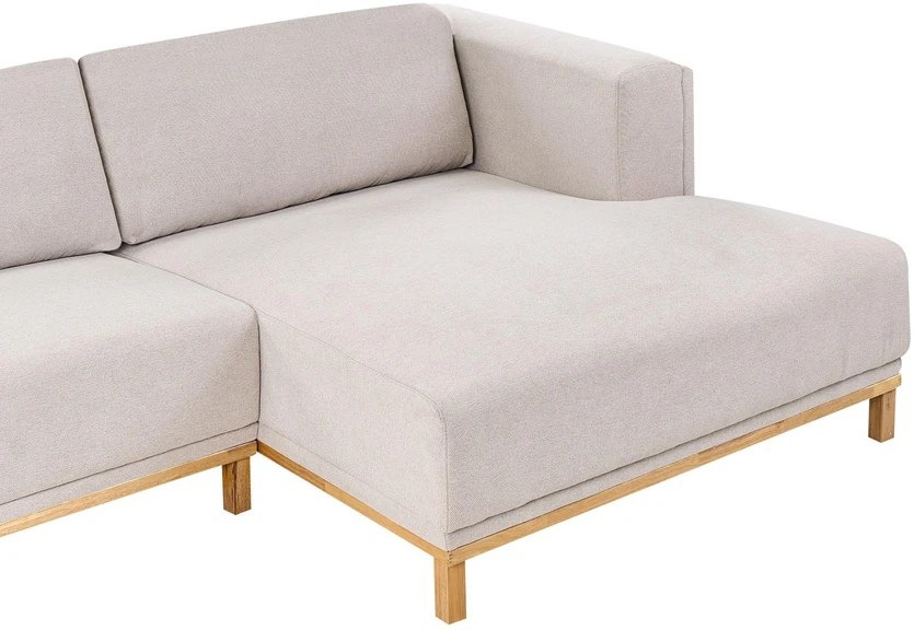 Beliani 5 vietų kampinė sofa VENG šviesiai smėlio spalvos, kairinė