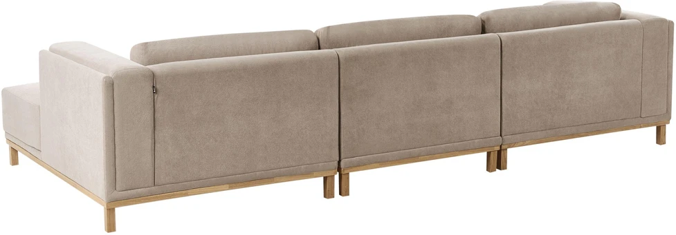 Beliani 5 vietu L formos kampinė sofa VENG, smėlio pilkos spalvos, kairinė