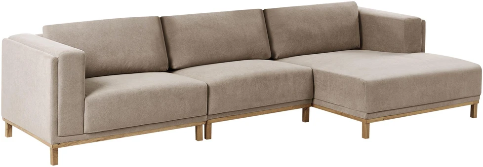 Beliani 5 vietu L formos kampinė sofa VENG, smėlio pilkos spalvos, kairinė