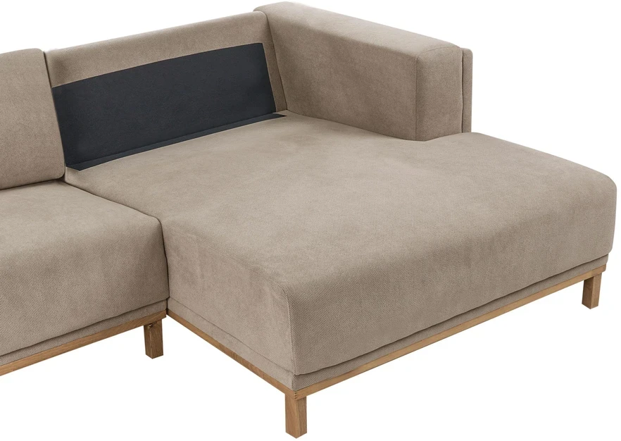 Beliani 5 vietu L formos kampinė sofa VENG, smėlio pilkos spalvos, kairinė