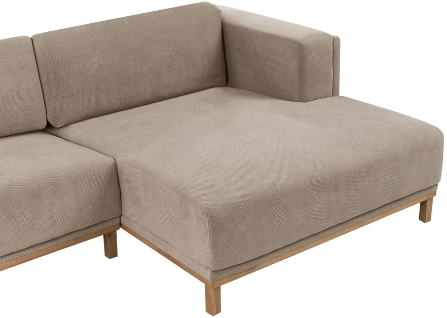 Beliani 5 vietu L formos kampinė sofa VENG, smėlio pilkos spalvos, kairinė