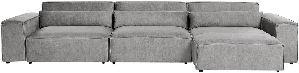 Beliani 5 vietų modulinė kampinė sofa HELLNAR kairinė pilka su otomana
