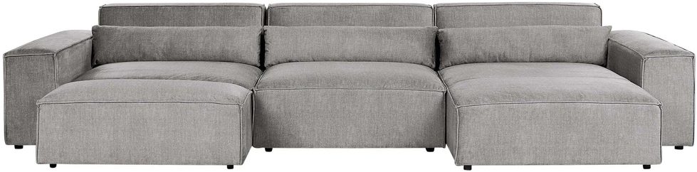 Beliani 5 vietų modulinė kampinė sofa HELLNAR kairinė pilka su otomana