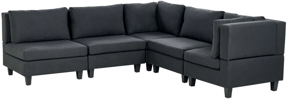 Beliani 5 vietų modulinė kampinė sofa UNSTAD kairinė, juoda