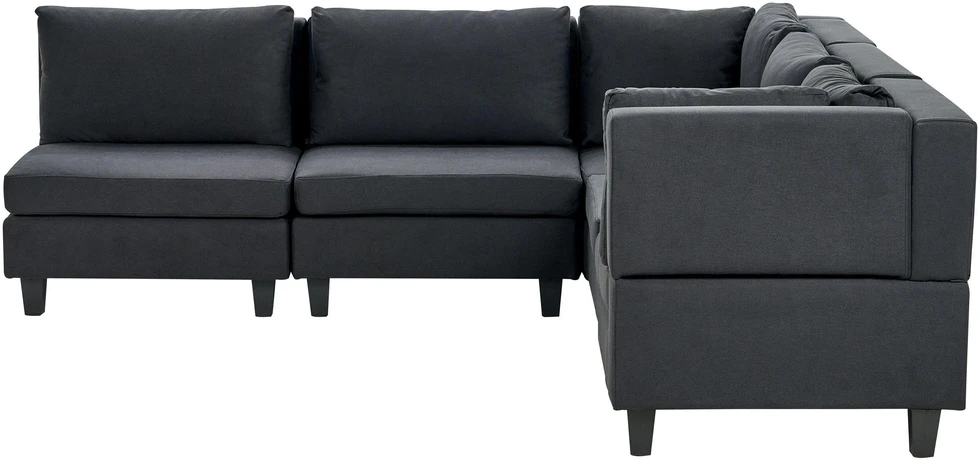 Beliani 5 vietų modulinė kampinė sofa UNSTAD kairinė, juoda