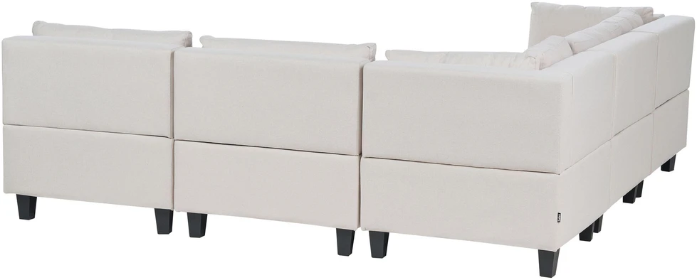 Beliani 5 vietų modulinė kampinė sofa UNSTAD Dešininė Šviesiai smėlio spalvos su otomanu