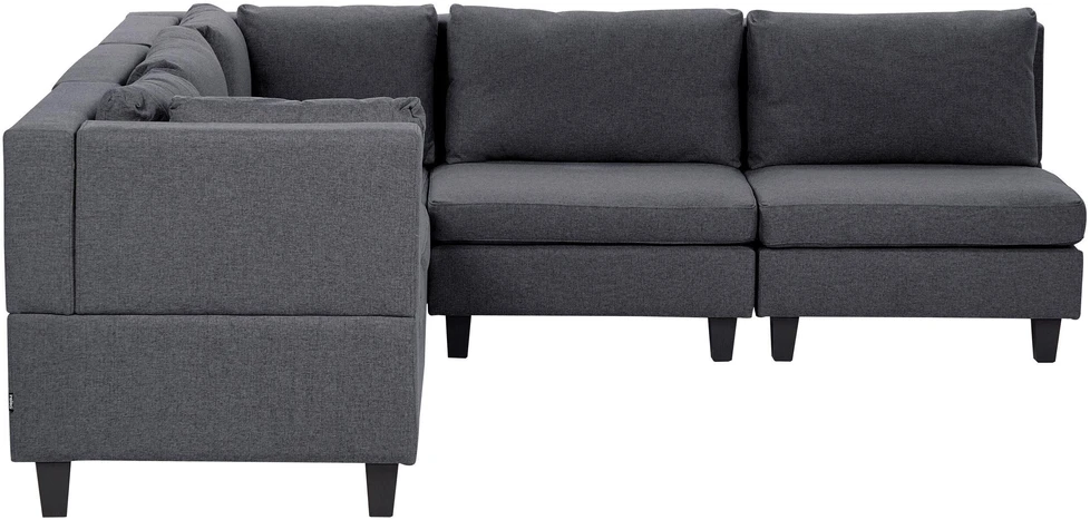 Beliani 5 vietų modulinė sofa UNSTAD, dešininė, tamsiai pilka