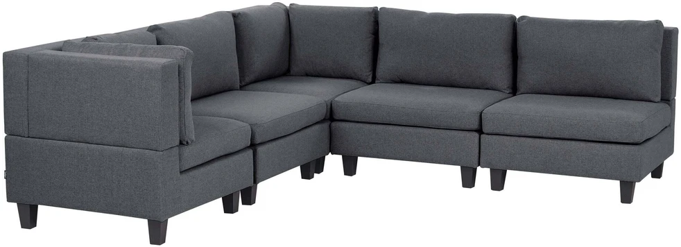Beliani 5 vietų modulinė sofa UNSTAD, dešininė, tamsiai pilka