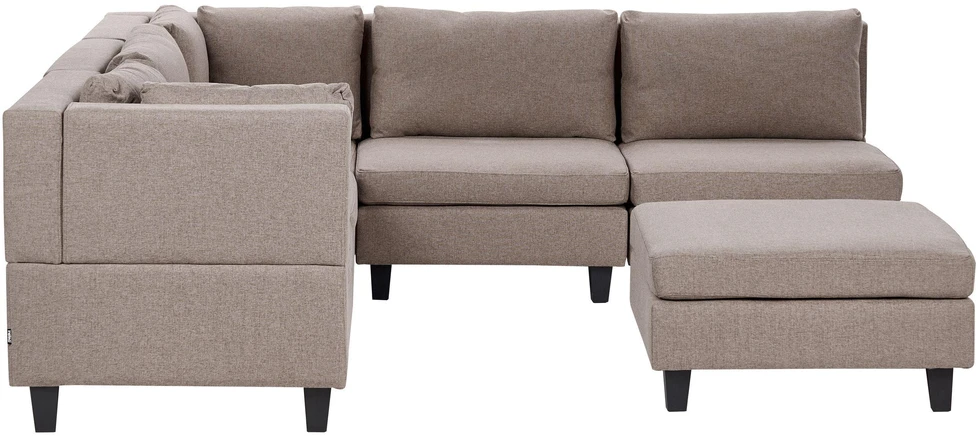 Beliani 5 vietų modulinė sofa UNSTAD, dešininė, ruda, su otomanu