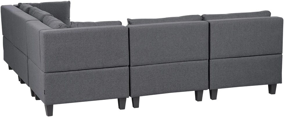 Beliani 5 vietų modulinė sofa UNSTAD Kairinė tamsiai pilka su otomane