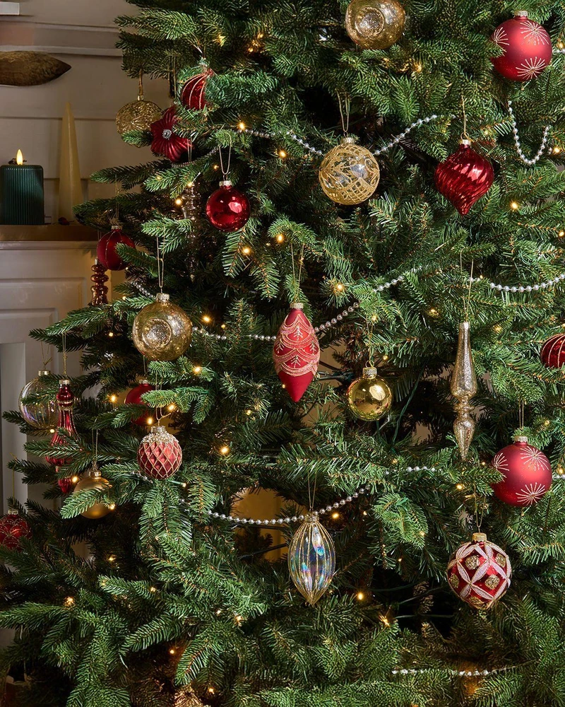 Beliani 50 kalėdinių žaisliukų rinkinys SPARKLE stiklinis raudonas/auksinis