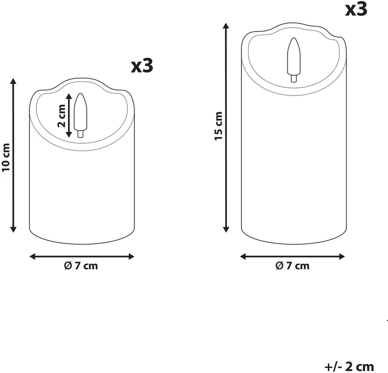 Beliani 6 LED žvakių rinkinys AMOREA 10/15 cm, kreminė balta