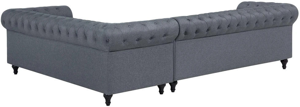 Beliani 6 vietų kampinė sofa CHESTERFIELD, pilka, kairinė