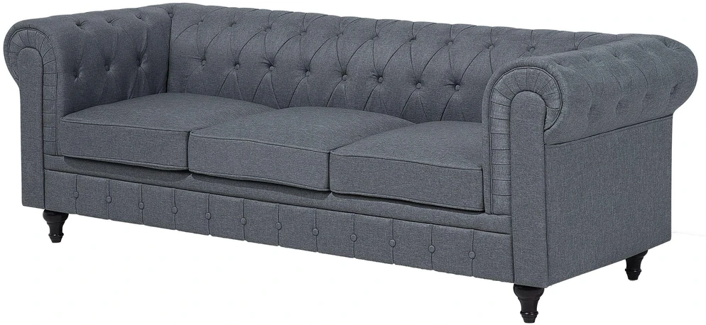 Beliani 6 vietų kampinė sofa CHESTERFIELD, pilka, kairinė