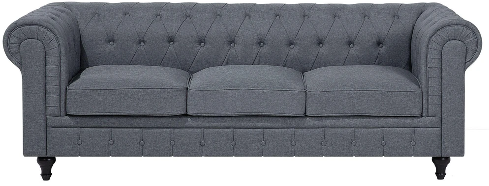 Beliani 6 vietų kampinė sofa CHESTERFIELD, pilka, kairinė
