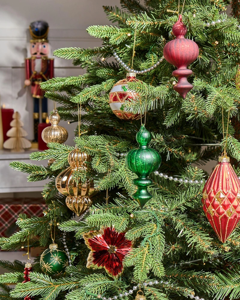 Beliani 70 Kalėdinių žaisliukų rinkinys TWINKLE Stiklas Raudona/ žalia