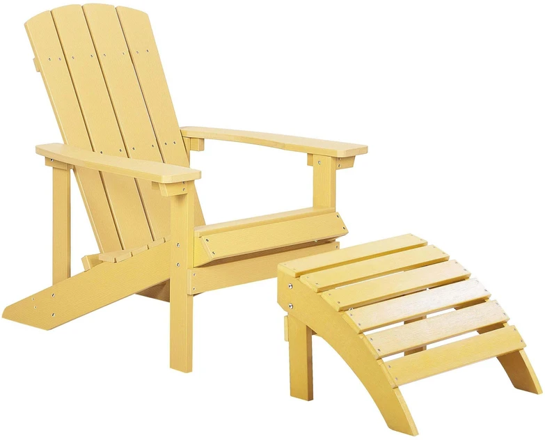 Beliani ADIRONDACK sodo kėdė su kojų atrama, geltona