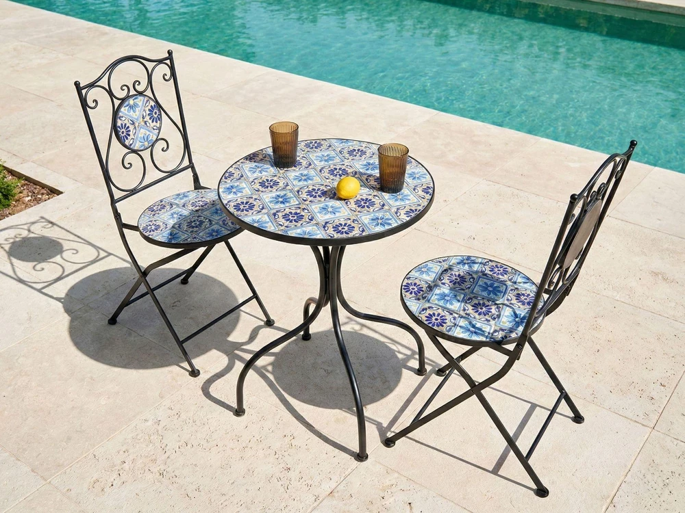 Beliani „AGGIUS“ bistro staliukas, 60 × 60 cm, metalinis, mėlynas