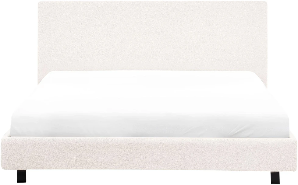 Beliani ALBI „Boucle“ lova 160 x 200 cm, kreminė balta