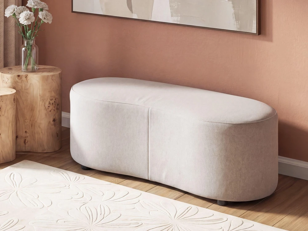 Beliani AMAL sofa su pufu, šviesiai smėlio spalvos