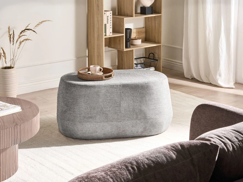 Beliani Apmuštas suoliukas ASHTON šviesiai pilkas