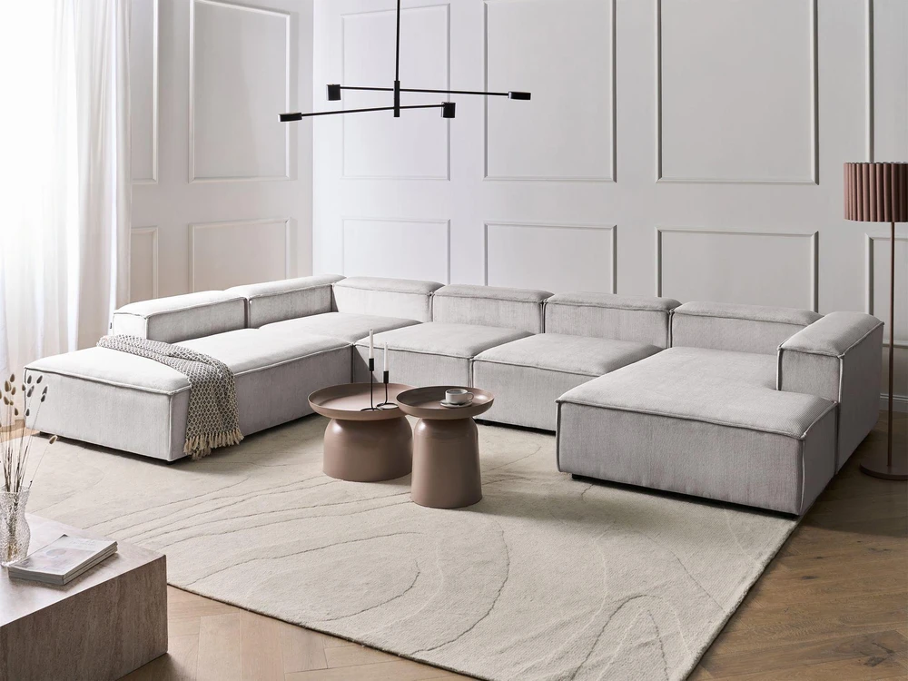 Beliani ARDAL 5 vietų modulinė kampinė sofa, spalva: kreminė balta, medžiaga: velvetas