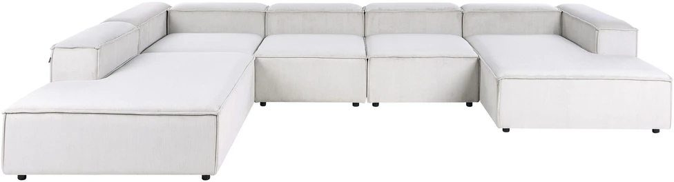 Beliani ARDAL 5 vietų modulinė kampinė sofa, spalva: kreminė balta, medžiaga: velvetas